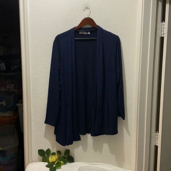 New Susan Graver Liquid Knit blue Open Cardigan size 1X - Picture 4 of 12